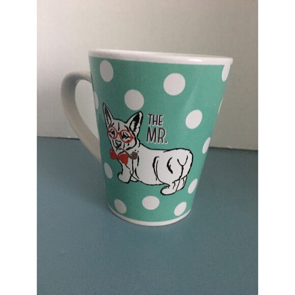 Mr & Mrs Corgi Dogs Stoneware Mug Set American Atelier Wedding Gift - Picture 3 of 5